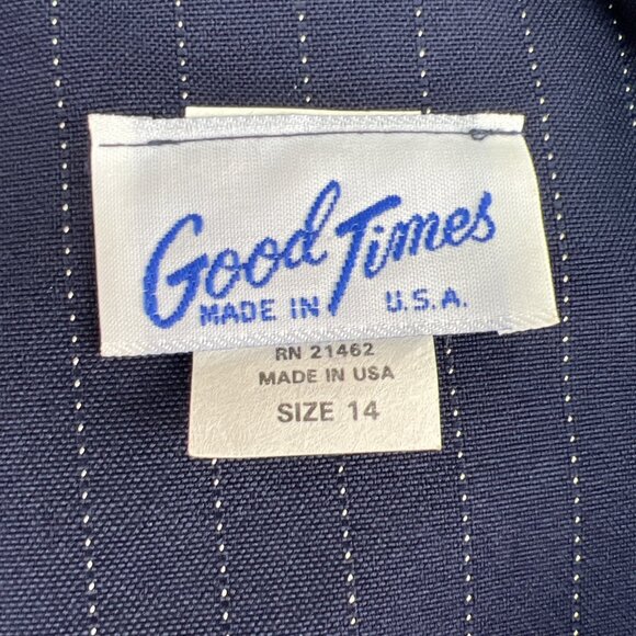 NOS Vtg 80s Sz 14 Pinstripe Tuxedo Dress Shoulder Pads USA Made Sears Navy White - Picture 7 of 8
